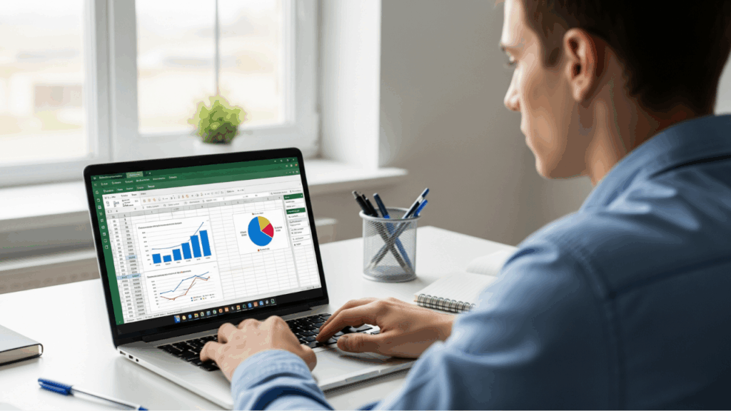 Ilustrasi Pemula Sedang Melakukan Analisis Data Sederhana