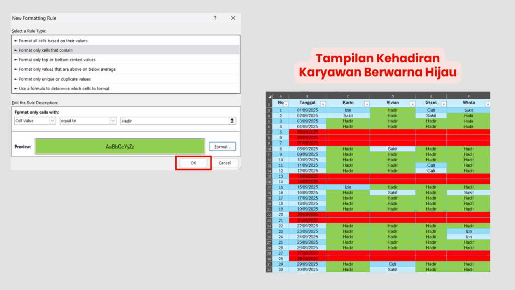 Klik OK dan Status Kehadiranmu Berwarna Hijau Otomatis