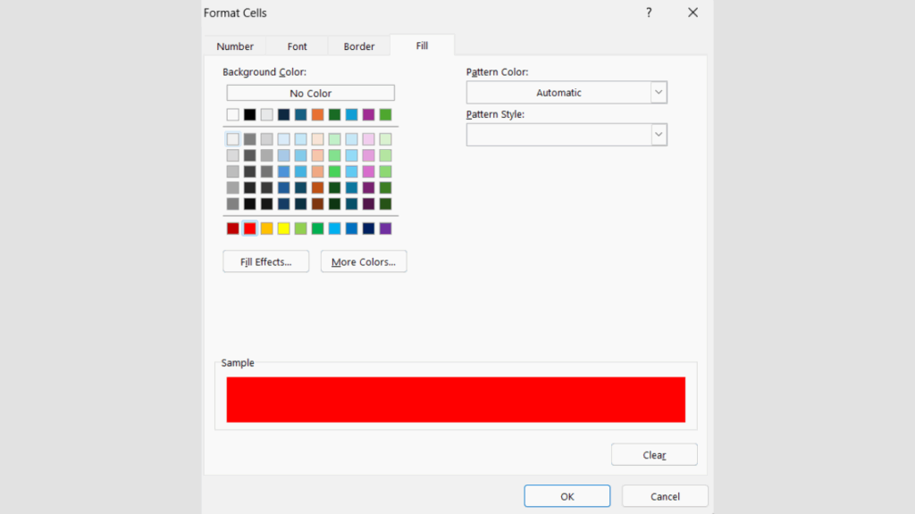 Klik Tombol Format lalu Fill