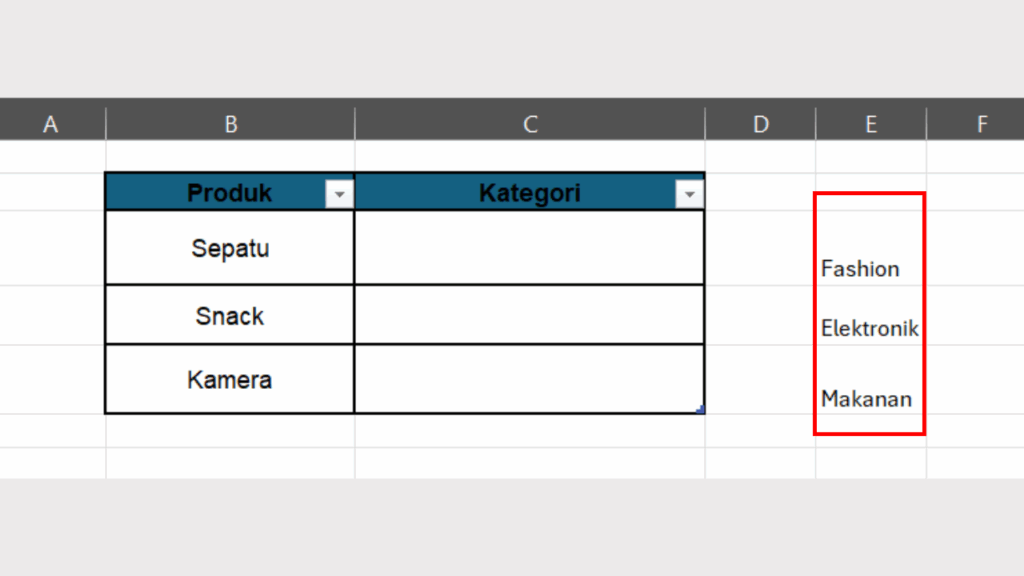 Siapkan Daftar Pilihan Dropdown