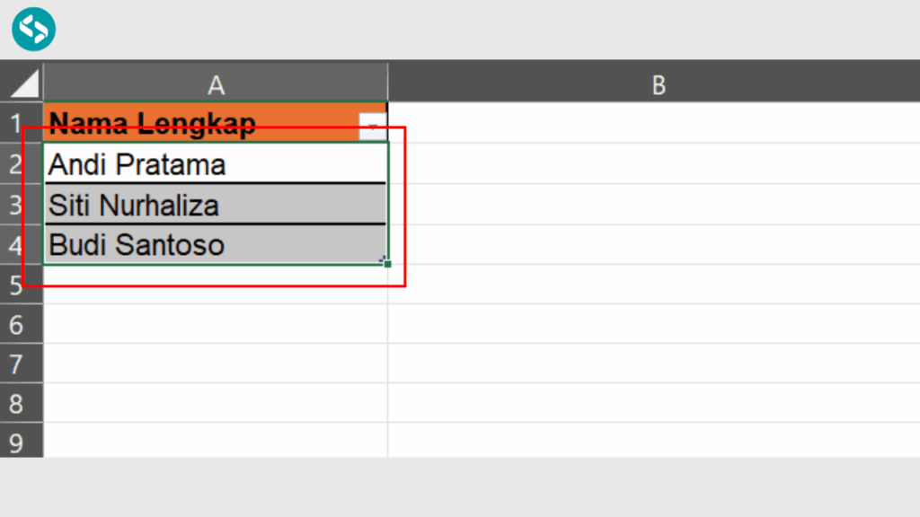 Blok Seluruh Sel dalam Kategori Nama Lengkap