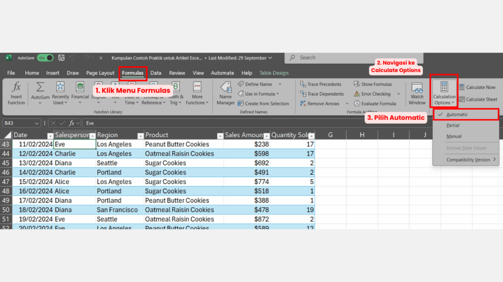 Cara Mengaktifkan Fitur Kalkulasi Otomatis