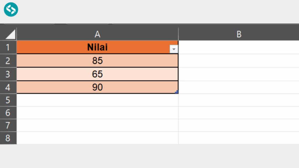 Contoh Dataset 1 untuk Penerapan Rumus IF di Excel