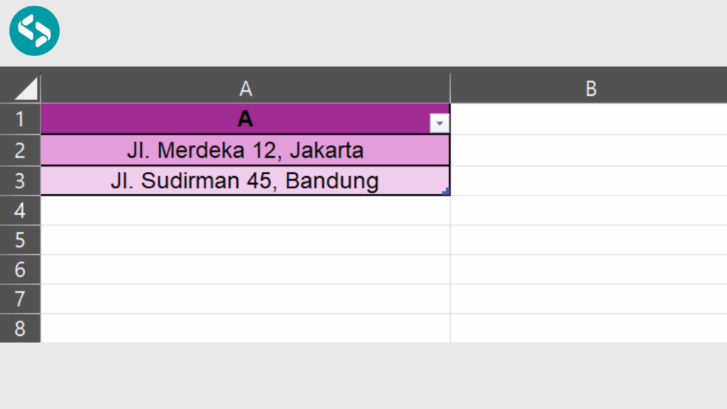Contoh Dataset 2 untuk Praktik Text to Column