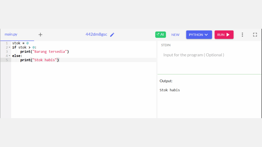 Contoh Program If-Else untuk Pengecekan Stok Barang