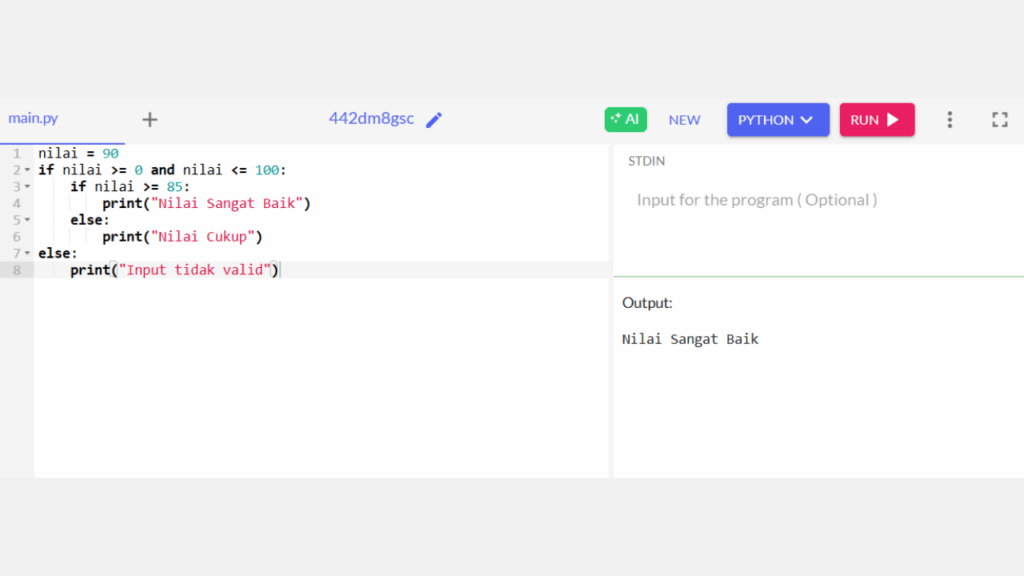 Contoh Program Nested IF untuk Validasi Data Input