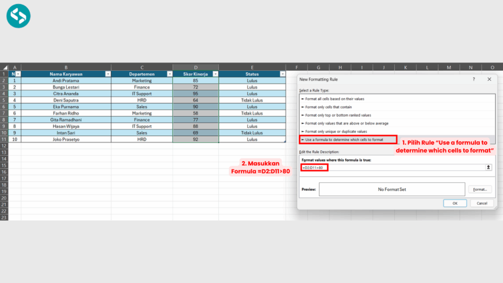 Pilih Use a Formula to Determine Which Cells