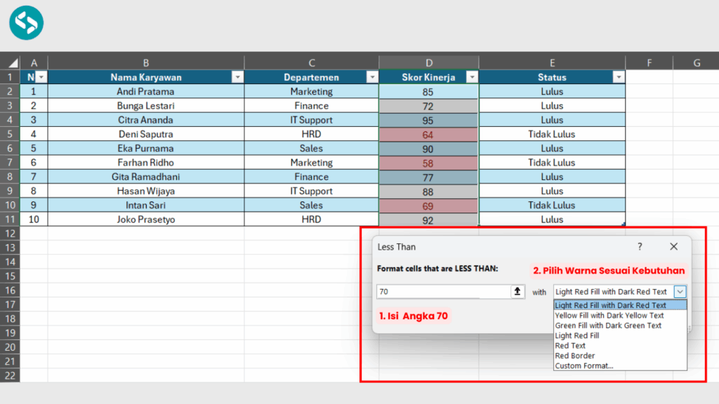 Tentukan Batas dan Warna Format Sesuai Kebutuhanmu