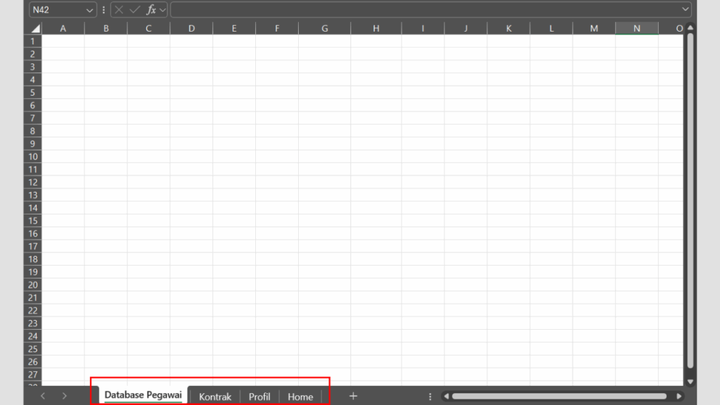 Buat 4 Sheet dengan Nama Berbeda