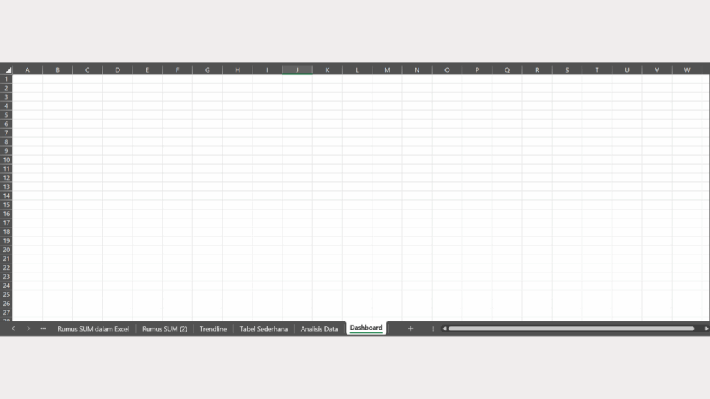Buat Worksheet Baru Sebagai Tempat Dashboard