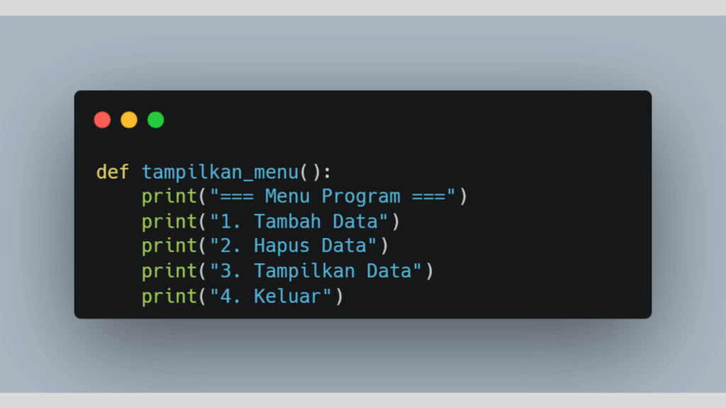 Definisikan Fungsi Menu