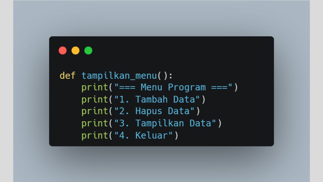 Fungsi Tampilkan Menu