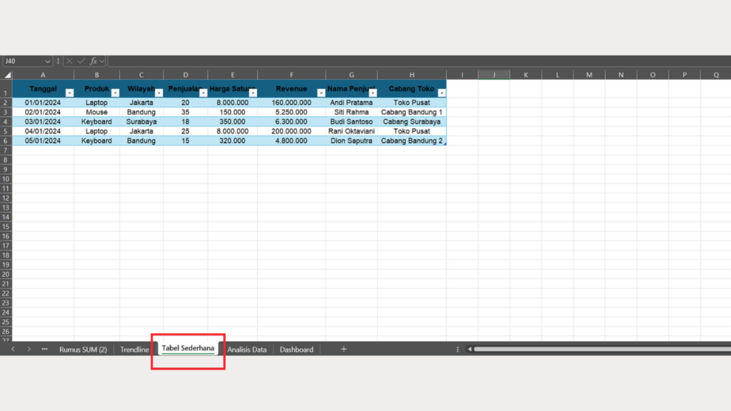 Buka Sheet yang Ingin Diproteksi