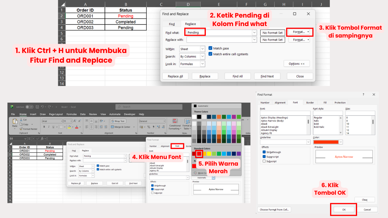 Cara Melakukan Replace Data Berdasarkan Format dengan Fitur Replace di Excel (1)