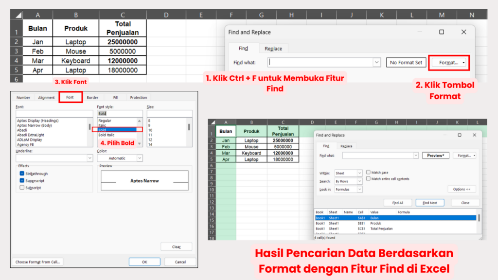 Cara Mencari Data Berdasarkan Format dengan Fitur Find di Excel