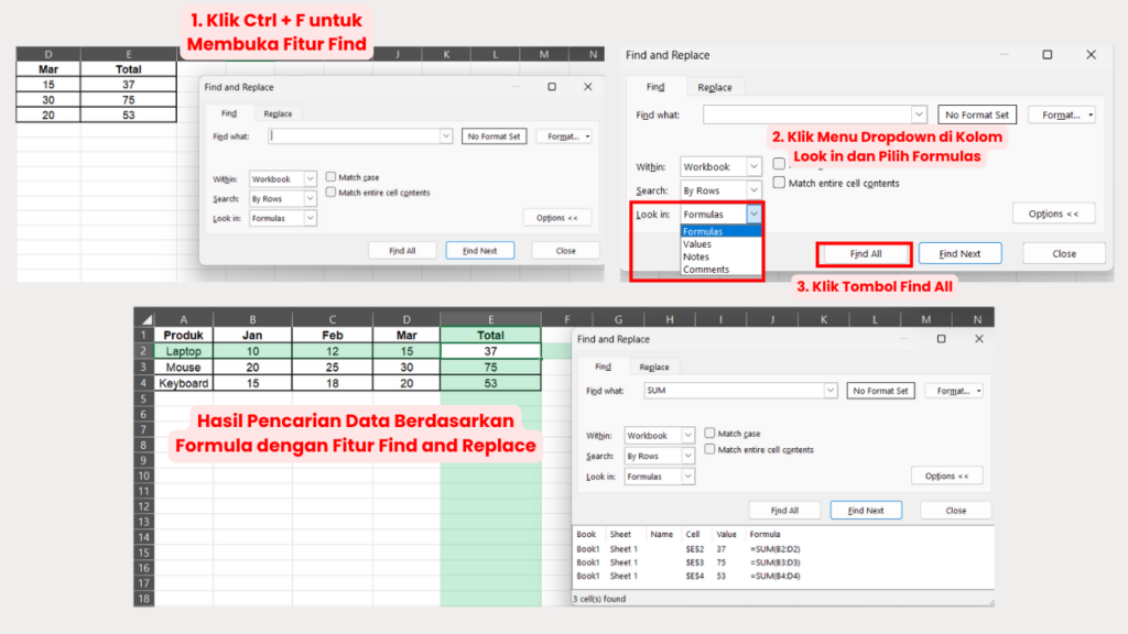 Cara Mencari Data Berdasarkan Formula dengan Fitur Find di Excel