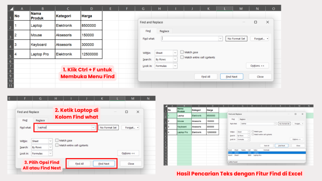 Cara Mencari Teks atau Angka Tertentu dengan Fitur Find di Excel