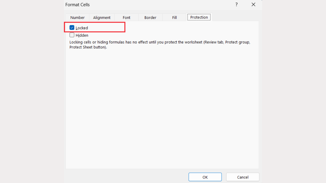 3. Masuk ke Menu Protection dan Berikan Tanda Centang pada Bagian Locked