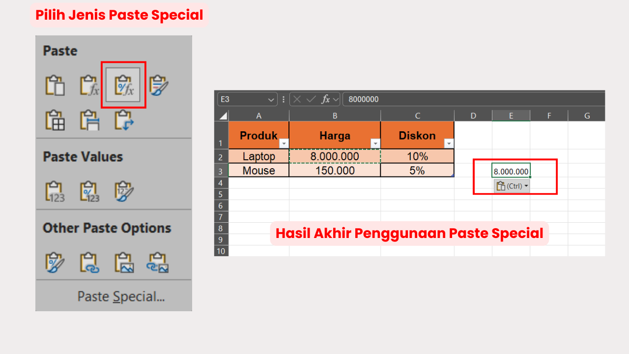 Pilih Jenis Paste Special