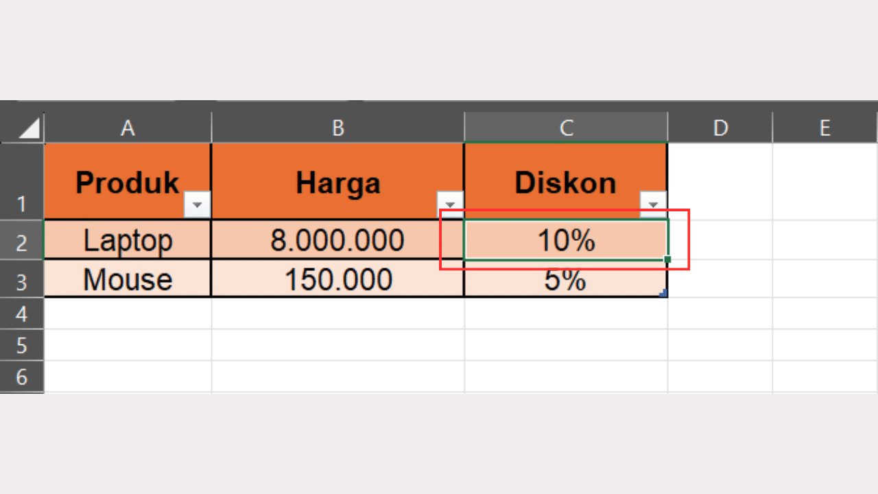 Pilih Salah Satu Cell