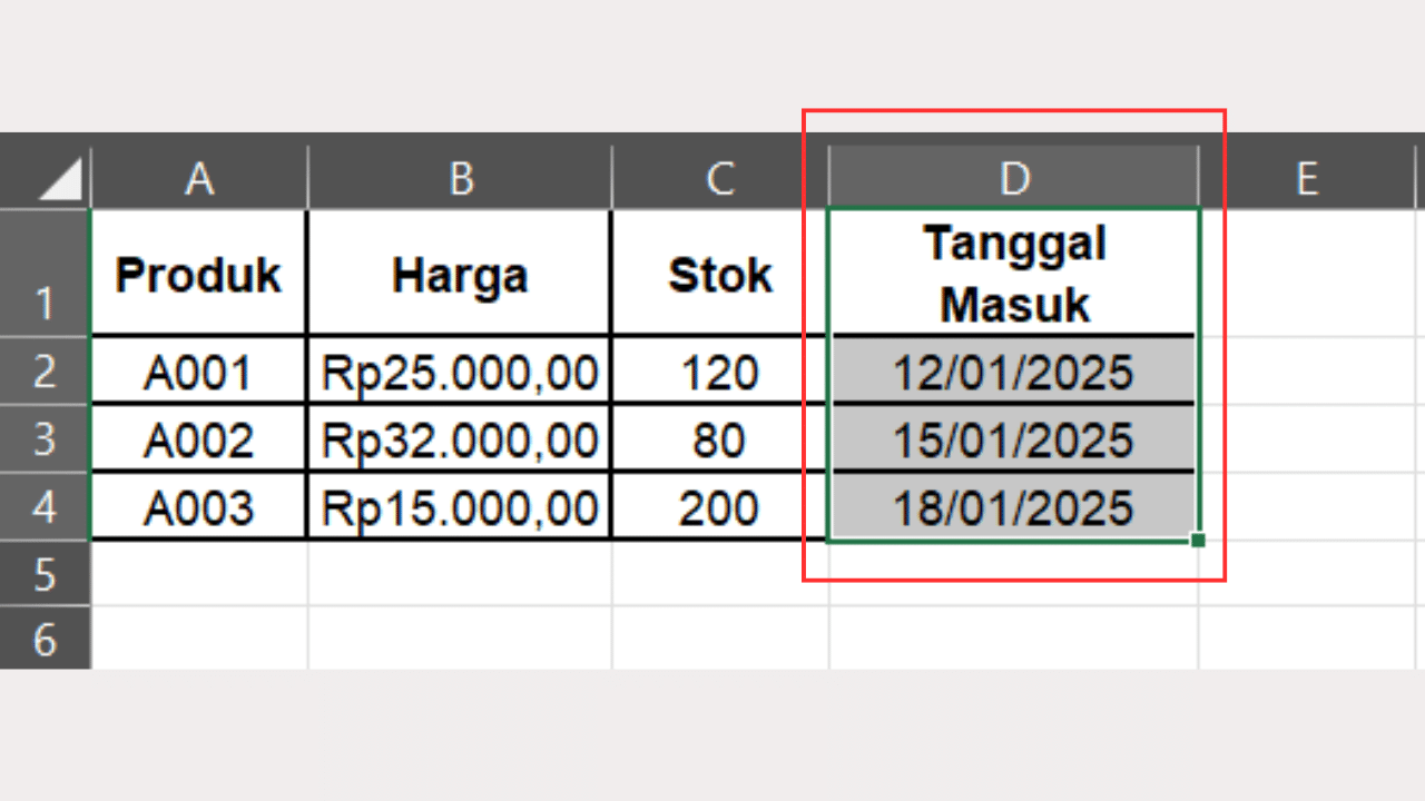 Select Data dalam Kolom Tanggal Masuk