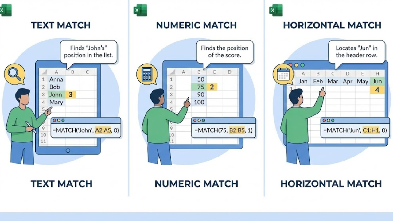 Contoh Penggunaan Fungsi MATCH pada Excel