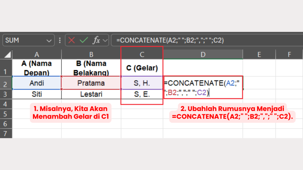 Contoh Penggunaan untuk Lebih Dari Dua Cell