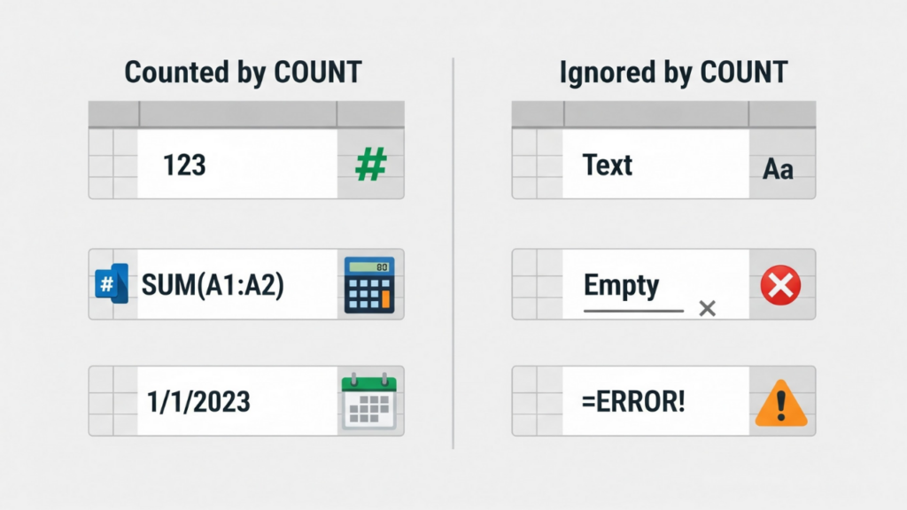 Jenis Data yang Bisa Digunakan dalam Rumus COUNT