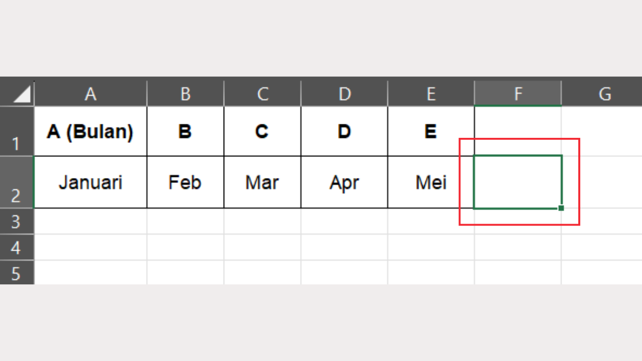 Klik Cell F2 untuk Meletakkan Match