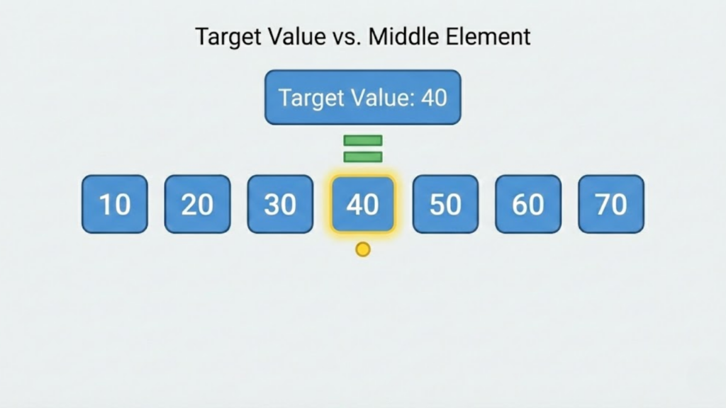 Membandingkan Elemen Tengah dengan Target