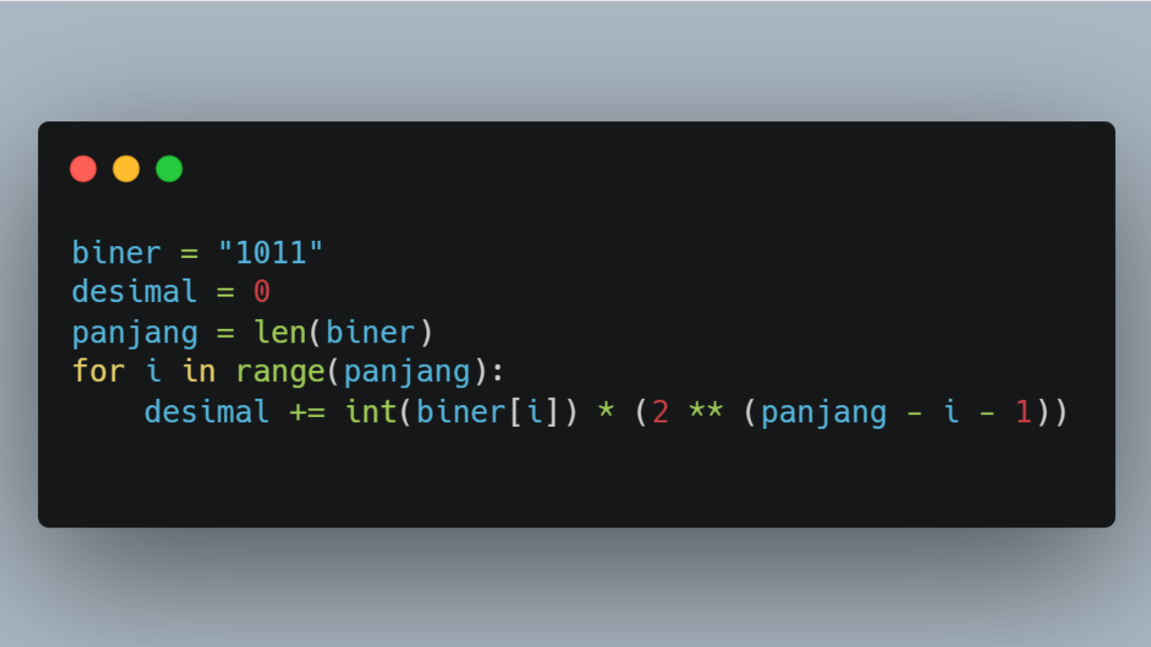 Menghitung Nilai Desimal dengan Perulangan