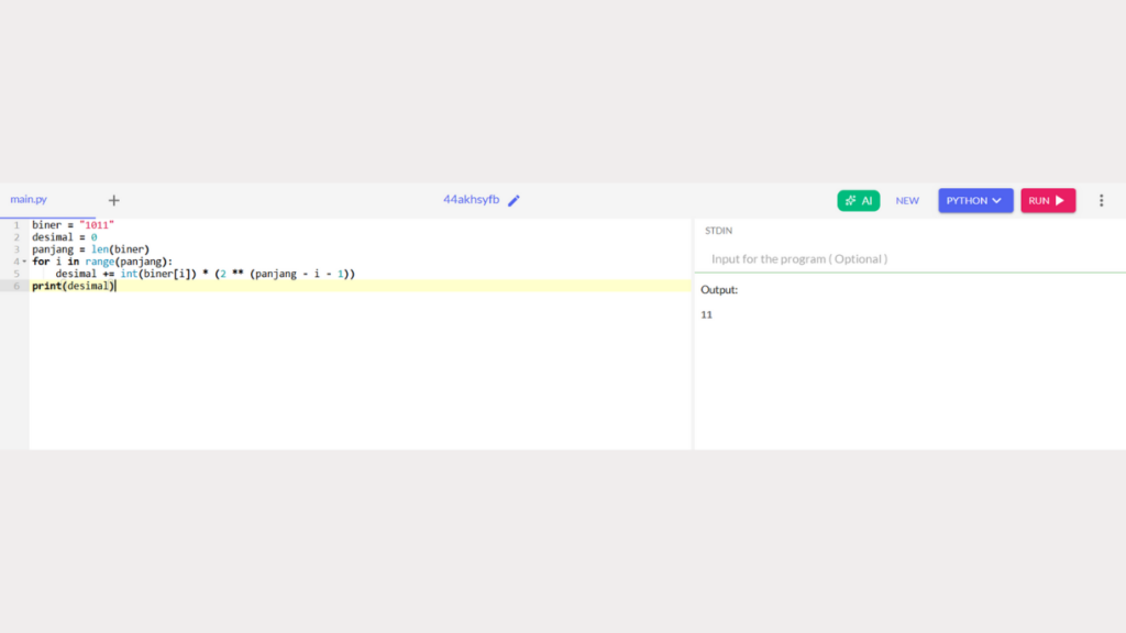 Tampilkan Hasil Konversi Biner