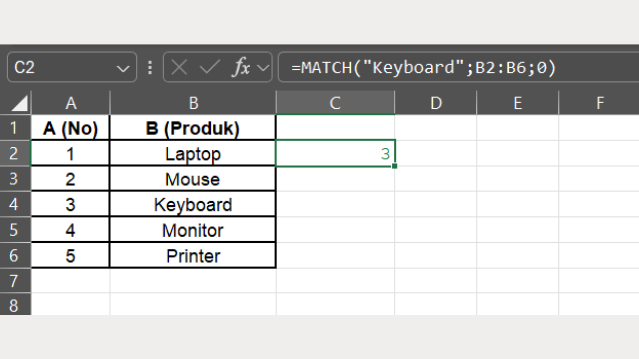 Tekan Tombol Enter untuk Menampilkan MATCH