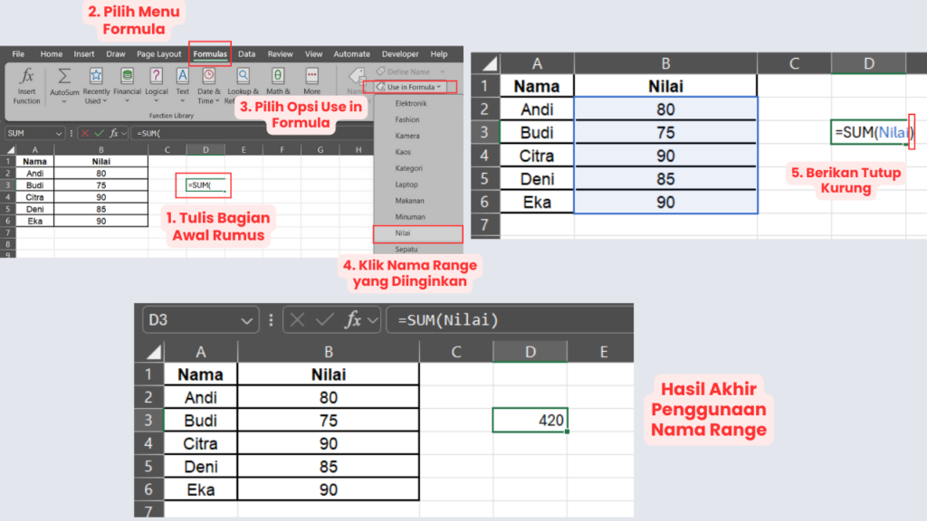 Cara Menggunakan Defined Names
