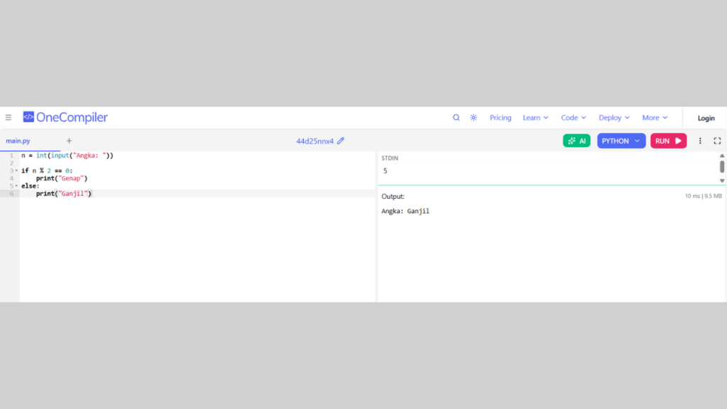 Contoh Program untuk Menentukan Ganjil atau Genap