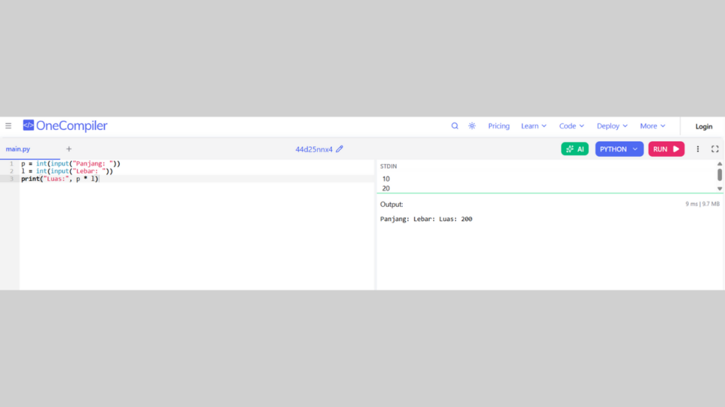 Contoh Program untuk Menghitung Luas Bangun