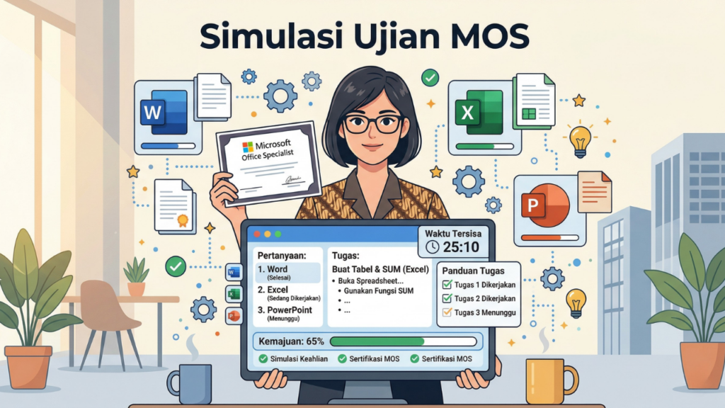 Mengerjakan Latihan Soal dan Simulasi Ujian MOS