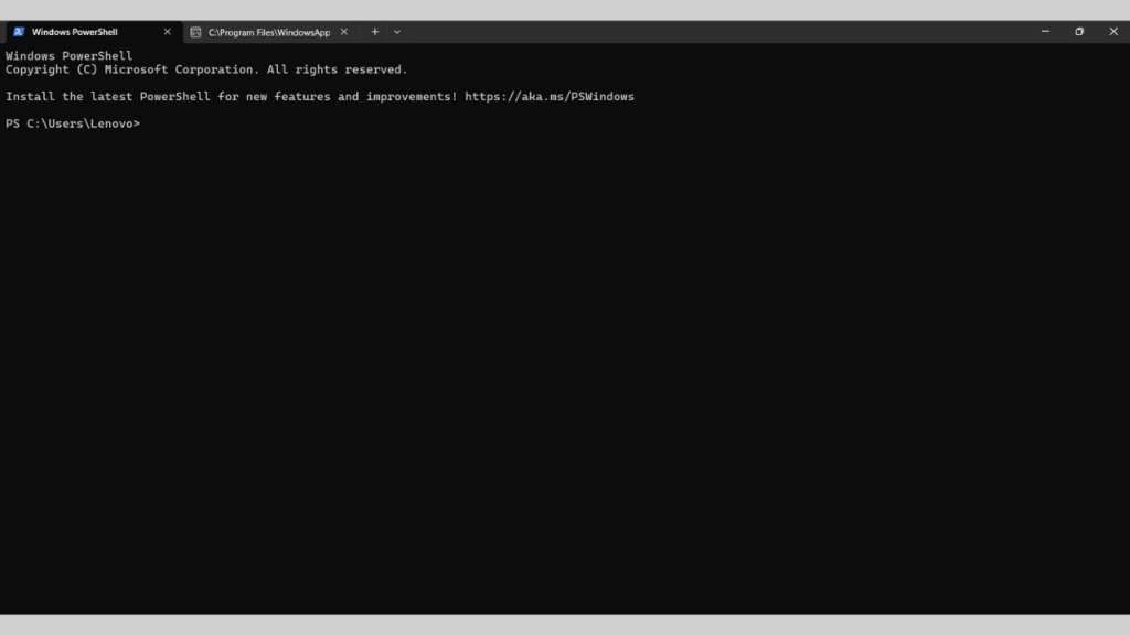 Buka Command Prompt atau PowerShell