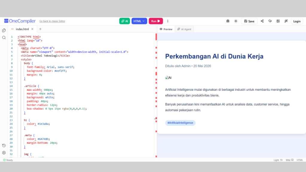 Contoh Coding HTML yang Sudah Jadi untuk Halaman Artikel