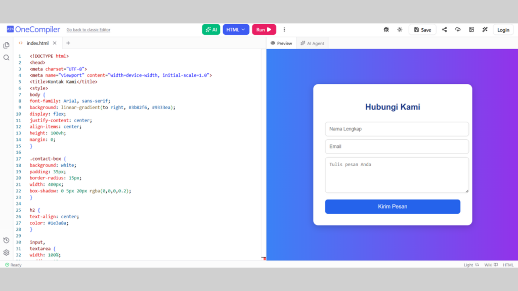 Contoh Coding HTML yang Sudah Jadi untuk Halaman Kontak