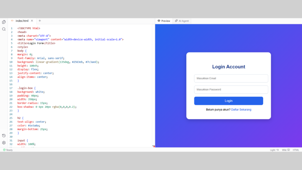 Contoh Coding HTML yang Sudah Jadi untuk Halaman Login Form